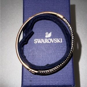 Swarovski Rose Gold Crystal Pavé Hinged Bangle Bracelet
